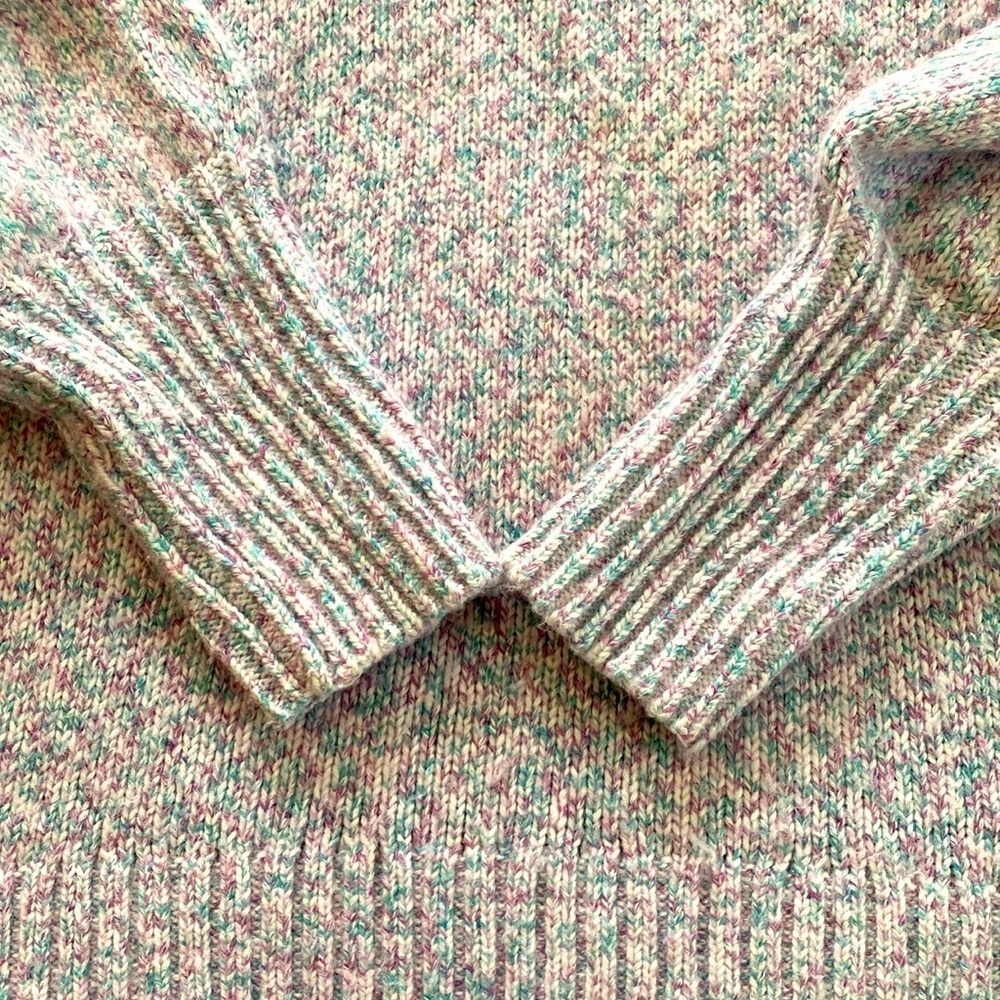 GAP Crew Neck Puff Sleeve Soft Cotton Blend Purple Marle Teal Sweater Pullover M - Picture 7 of 9